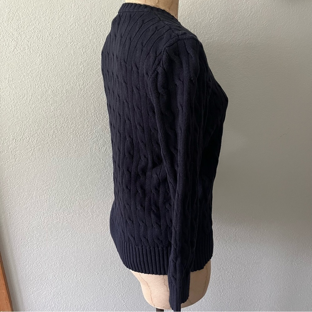 POLO RALPH LAUREN Boys sz M 10-12 Navy Blue Cable Knit Sweater Long Sleeve - Picture 3 of 10